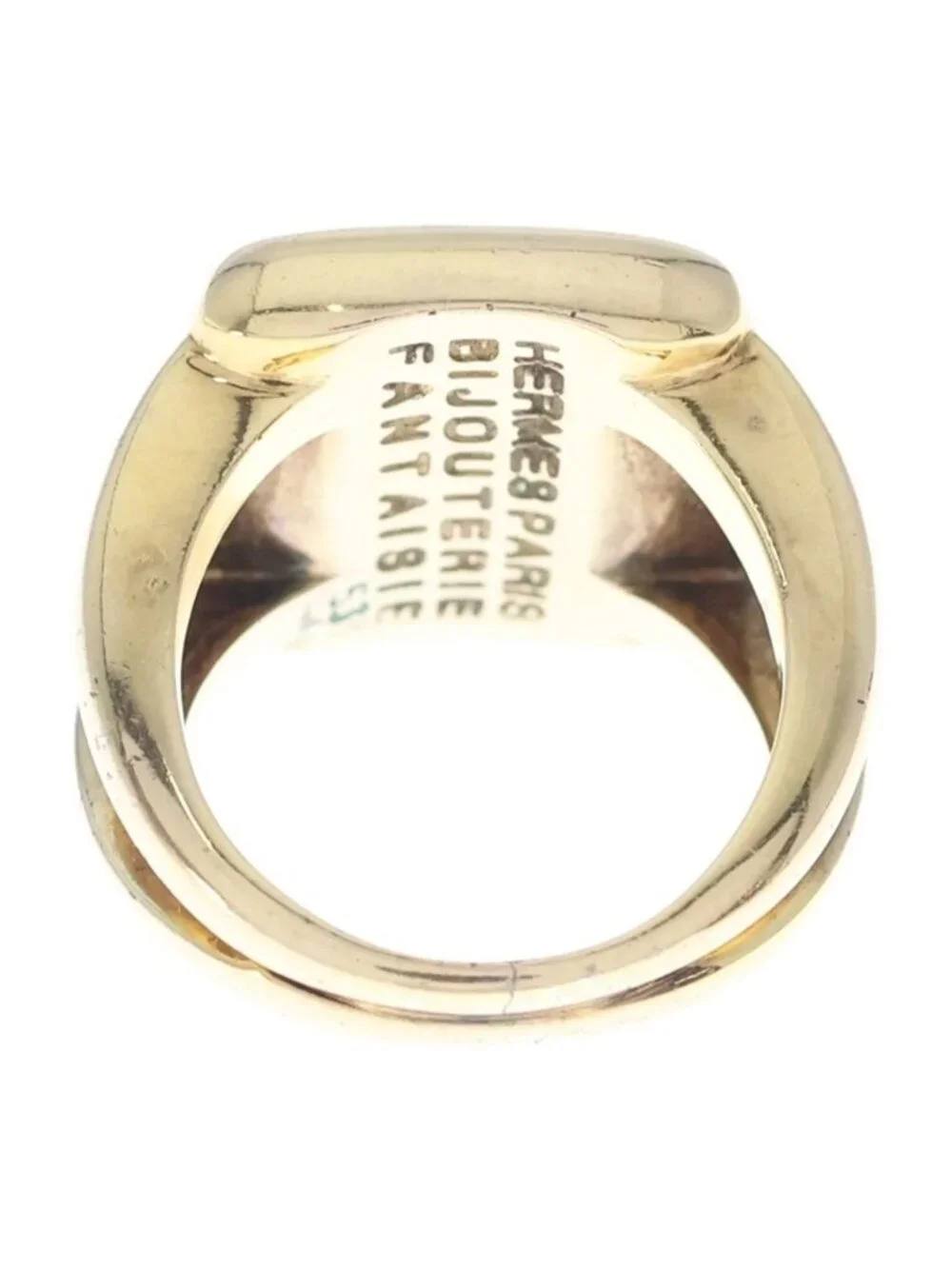 Hermes Bijouterie Fantaisie Corozo Ring Gold